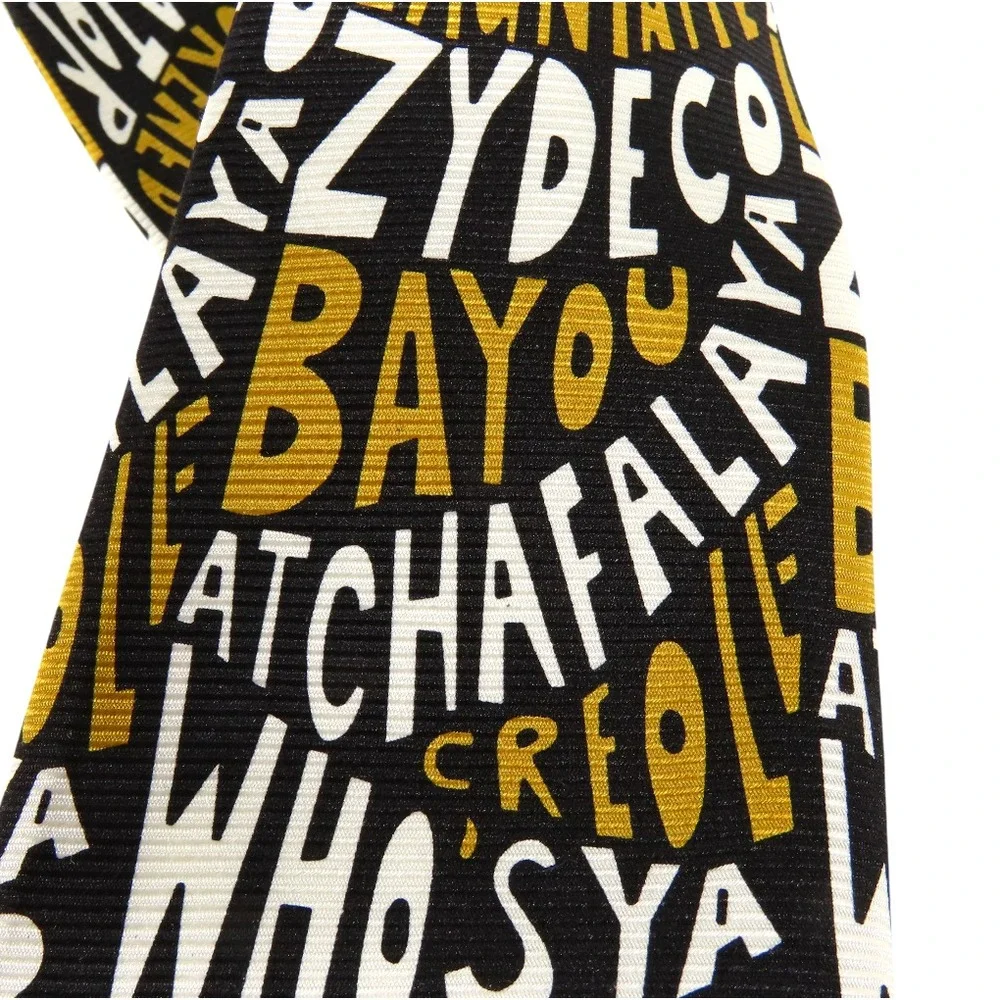 Julie Siracusa LOUISIANA ARTIST SILK NECK TIE Cajun Mardi Gras NEW ORLEANS THEME